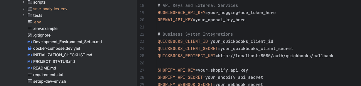 VS Code editor showing .env file configuration with API keys for Mem0 and OpenAI integration